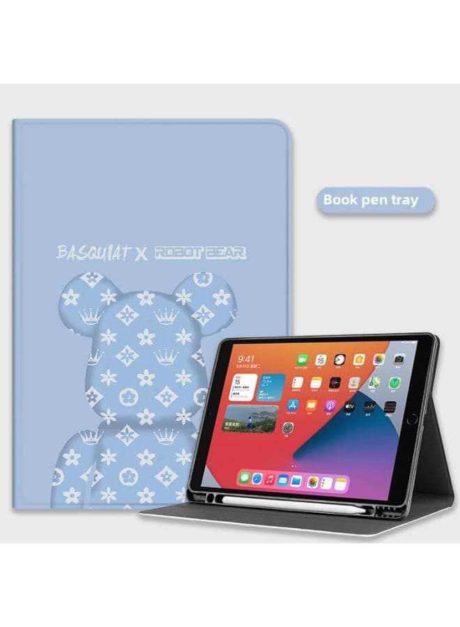 For Ipad9 Protective Cover 2021 10.2 Inch Air310.5 Inch 2020 Pro11 Cartoon Mini6 Shell 45-Color:Yuanfeng Blue Bear (Pen Slot)-Applicable Model:ipad Air4/Air5(10.9 Inches)