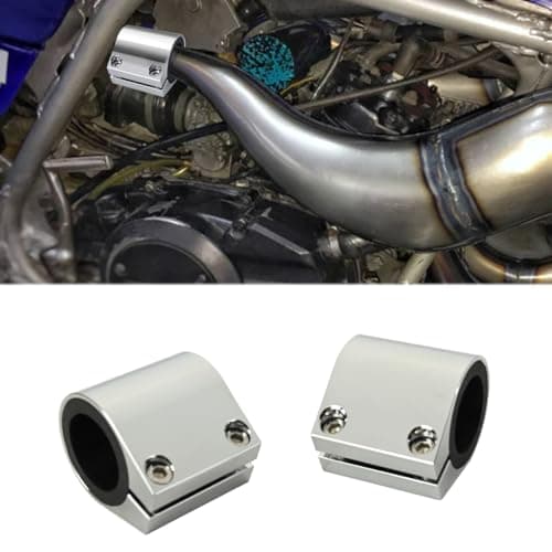 Canitu 2Pcs 1'' Exhaust Clamp - Aluminum Butt Joint Band Sleeve Coupler, High Temp Narrow Band Muffler Seal for Ends and Exhaust System Connection - Yamaha Banshee 1987-2006 (Silver)