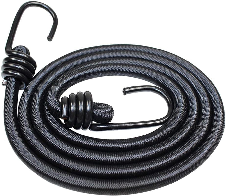 HUUSO 1.8 Mtr Multipurpose Black Elastic Heavy-Duty Bungee Cord Rope Strong, Stretchy and Reliable, Suitable for Bike, Car, Tie Down, Camping, Carrying and Organizing Things (Pack of 2)