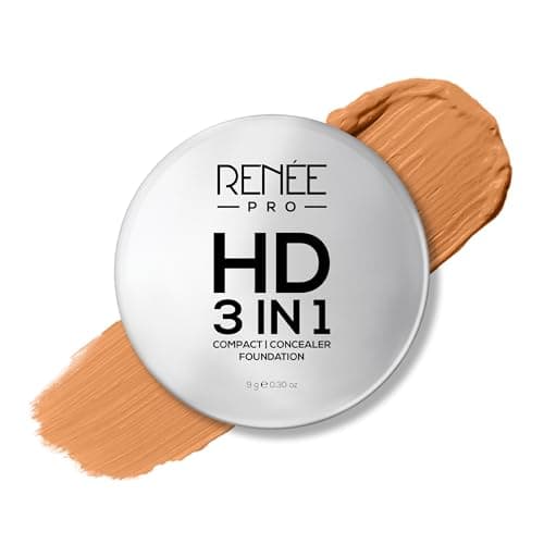 RENEE Pro Hd 3In1 Compact Amande Works As Compact Powder Concealer Foundation Spf 20 Matte Finish High Coverage Enriched With Vitamin E C Aloe Vera All Beige