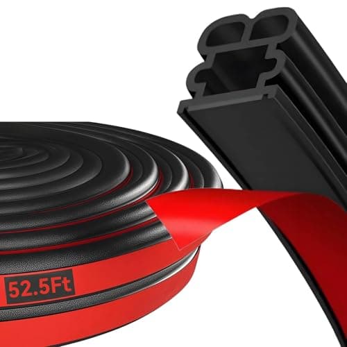 Xfopz 52.5Ft Car Door Seal Strip for Truck Car Weather Stripping Universal Self Adhesive Large Auto Door Soundproofing Weatherstrip for Pickup Truck SUV RV Boat (Large 15 * 14mm)