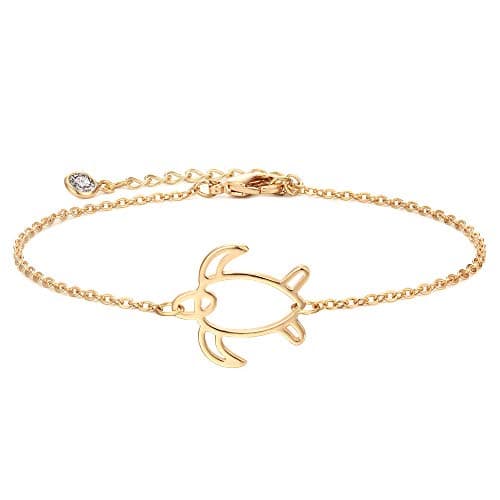 MEVECCO Bracelet for Women Gold Open Turtle 14K Gold Plated Dainty Chain Simple Jewelry