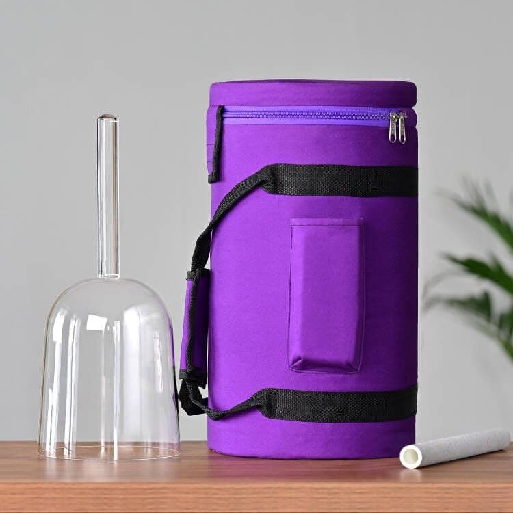 CVNC 440HZ 6 Inch F Note Handle Clear Quartz Crystal Singing Bowl 6 Purple Colored Carry Case Bag One Suede Mallet