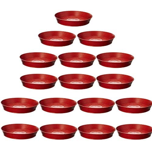 Leafy Tales Planter Bottom Plate/Gamla Dripping Tray, Terracotta Color Plastic pots | (4-inch, Brown, Pack of 16), small
