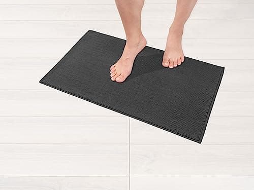 American Soft Linen Bath Rug 17 in 24 in 100 Cotton Bath Mats Rugs for Bathroom Slip Reducer Washable Shaggy Form Area Rugs Gray Bath Rug