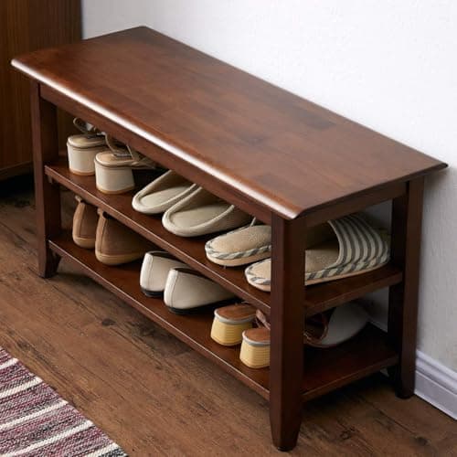 Streem Solid Wood 2 Tier Shoe Rack, Shoe Storage Organizer for Front Door Entrance, Entryway, End of Bed Bench for Entry, Bedroom, Closet, Living Room, Hallway (80 CM)