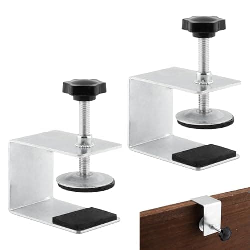 Cabinet Drawer Installation Clamps, 2PCS C Clamps Drawer Fixing Clip with Silicone Protect Pad, Woodworking Cabinet Hardware Jig for Door Front Knobs, Pulls Handles Install