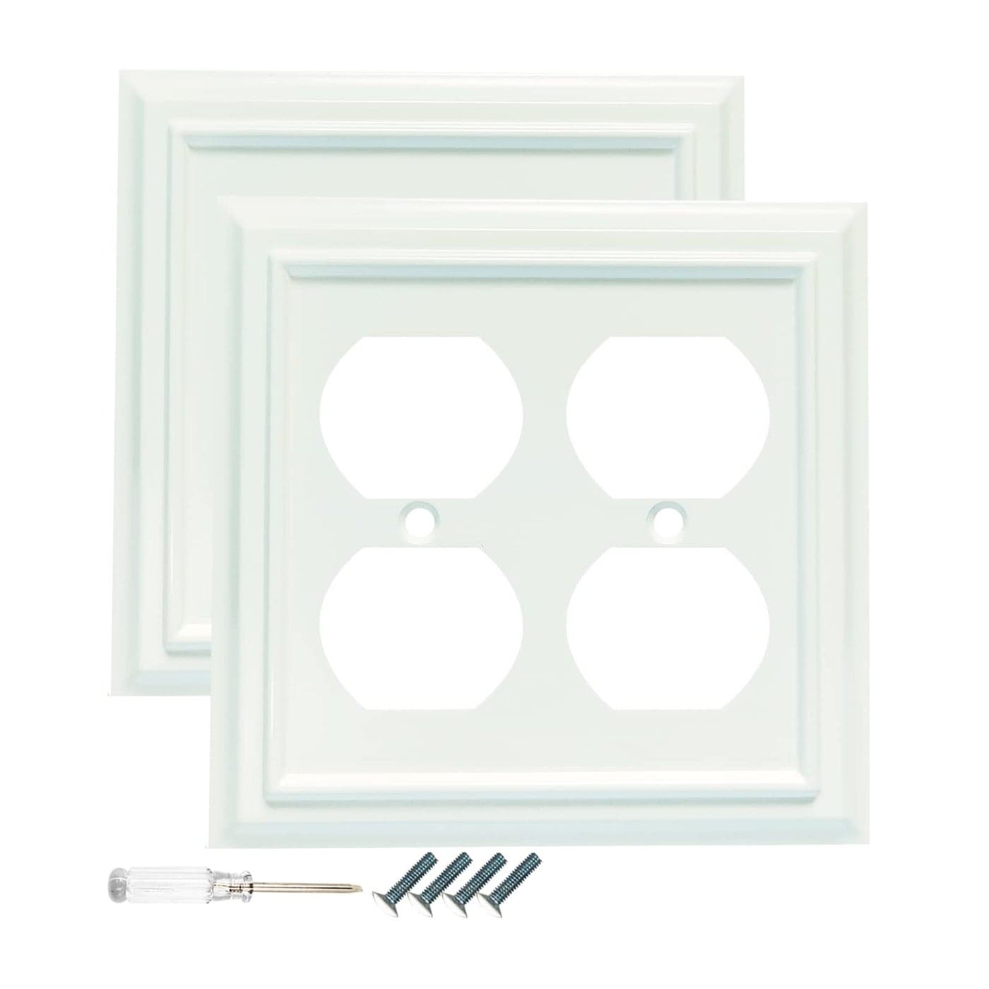 Wall Plates Duplex Outlet Covers Toggle Light Switch Plates Decorator Light Switch Cover Bamboo Fiber Material Wall Plate Standard Size Wall Plates of various styles White 2 Gang Duplex 2 Pack