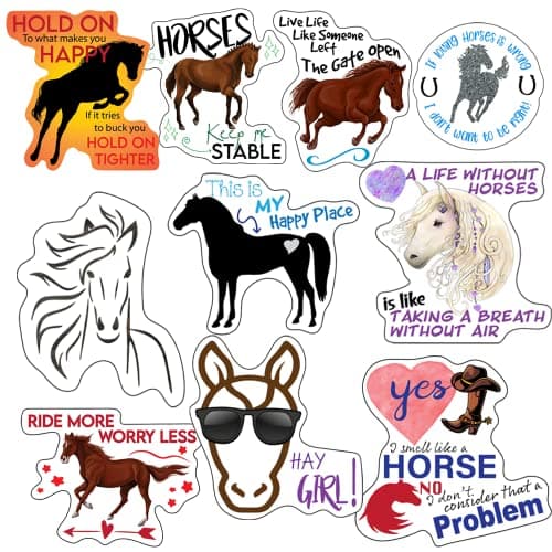 ASaBee Horse Stickers Perfect Horse Gifts for Girls Women Kids Teenagers Extra Sticky Durable 100 Percent Vinyl Work Great On Water Bottles A Laptop Car Decal Or As Party Favors