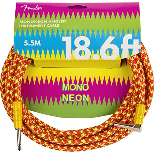 Fender MonoNeon Instrument Cable Guitar Cable Guitar Accessories StraightAngle OrangeYellow Tweed 186ft