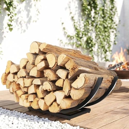 Lifyzoon Curved Firewood Rack Firewood Holder: 30 Inch Firewood Rack Outdoor Indoor - Heavy Duty Logs Holder Fireplace Metal Wood Storage Organizer for Backyard Patio Fire Pit
