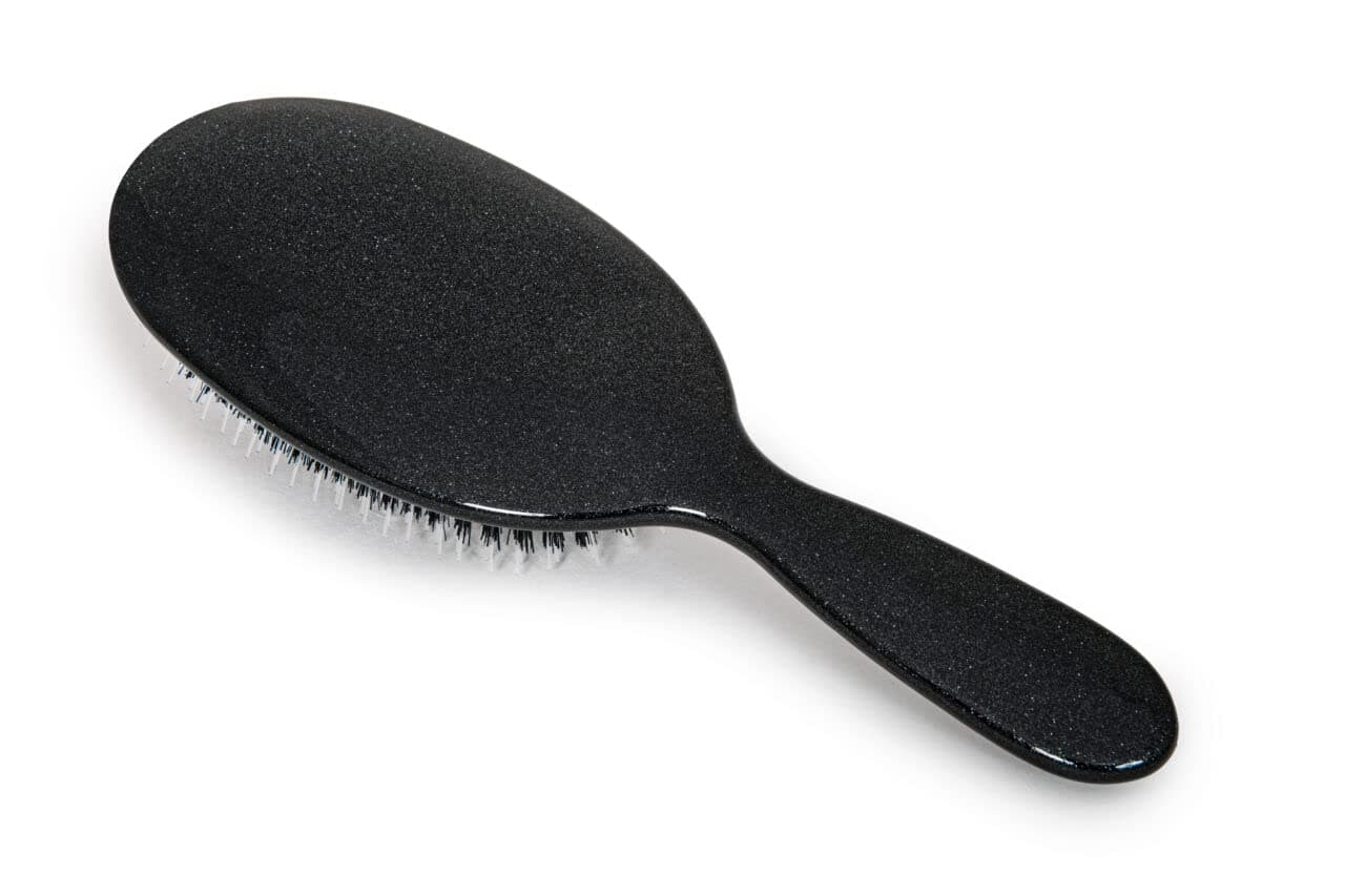 Rock Ruddle Natural Mixed Bristle Hair Brush for Women and Kids Luxury 235 cm Perfect for Wet or Dry Hair Detangling Smoothing Blowdrying Designed Made in UK Black Stardust