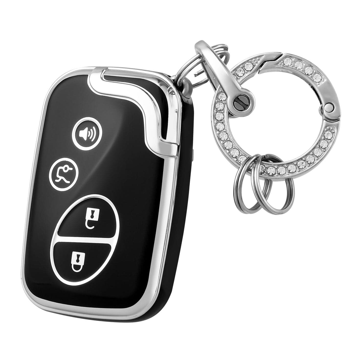 OFFCURVE for Lexus Key Fob Cover with Keychain Key Fob Case Holder for Lexus ES350 GS300 GS430 GS450h GS460 is F IS250 IS350 LS460 LX570 RX350 Car Accessories Smart Keyless Remote Key Protector Black