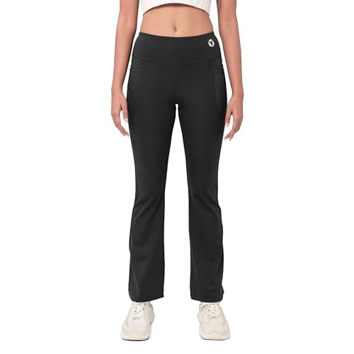 TECHNOSPORT Women's Flared Fit Active Tights - (WPW116BLKLAR_Black_L) Pack of 1