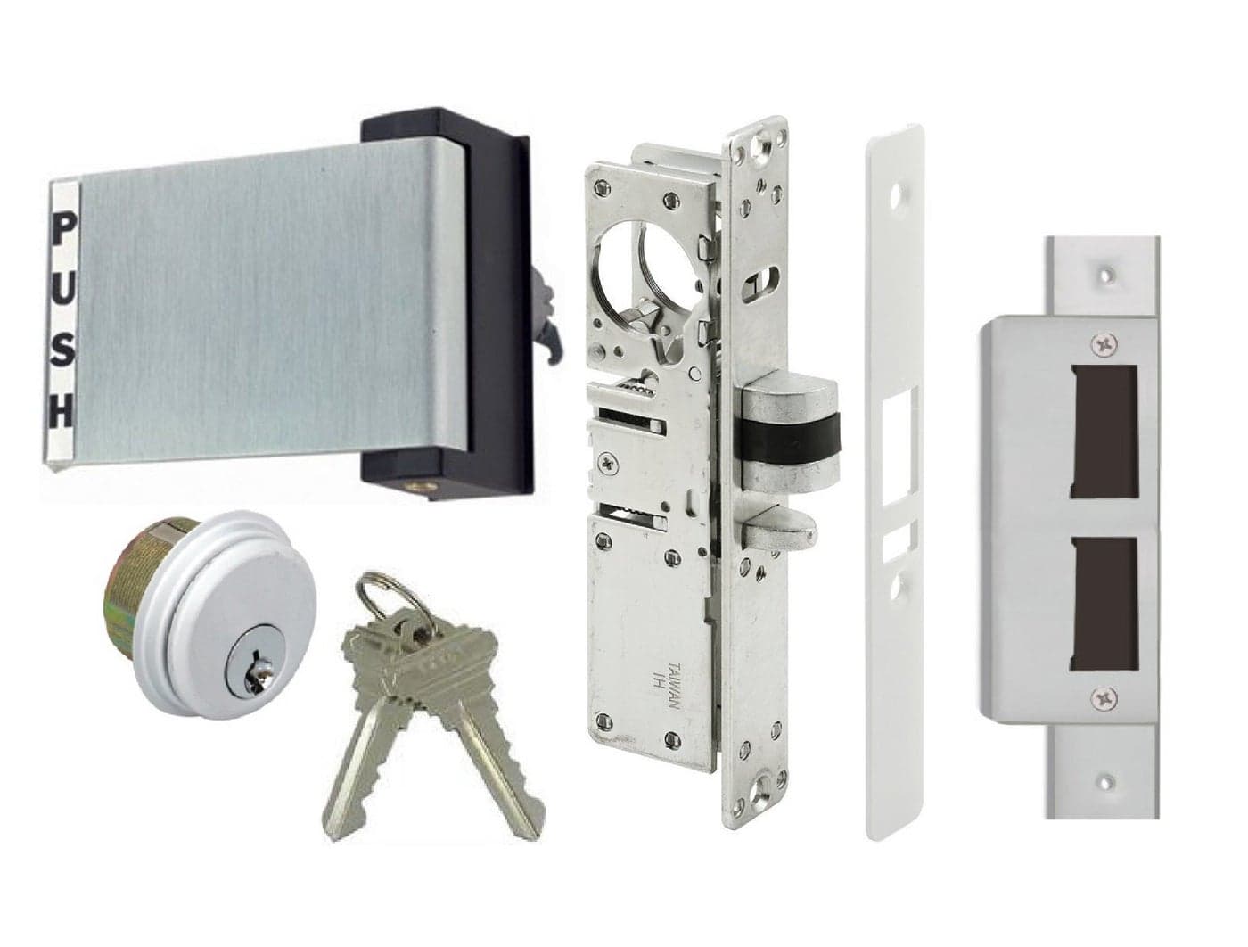 Adams Rite Style Deadlatch Storefront Door Set Push Paddle Exit Deadlatch Bolt with Mortise Lock Cylinder Two Keys Durable Polished Finish Aluminum Silver Right Hand 118 Backset