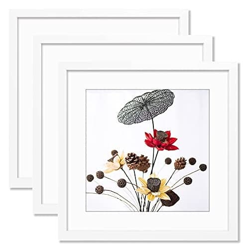 THREELOVE 16x16 Frame White, Display Picture 12x12 with mat or 16x16 Without mat, Photo Poster Picture Frame Wall Mounting Home Decor, 3 PCS