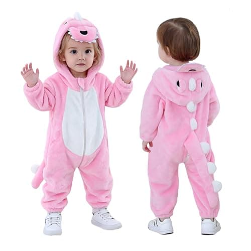 TONWHAR Dinosaur Costume for Toddlers Baby Animal Romper Halloween Dress Up Onesie for Boys Girls36 MonthsPink