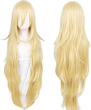 Linfairy Long Blonde Rachel Wig Halloween Cosplay Costume Wig for Women 90CM