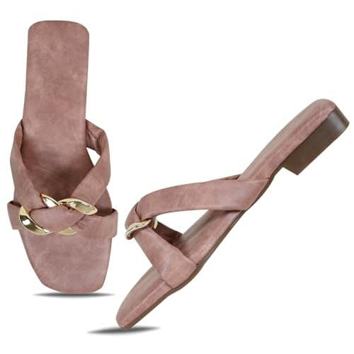 DFR Heel Casual Flip Flops Slippers For Girls Women, Comfortable Foam Chappals, Color - Pink, UK Size-9