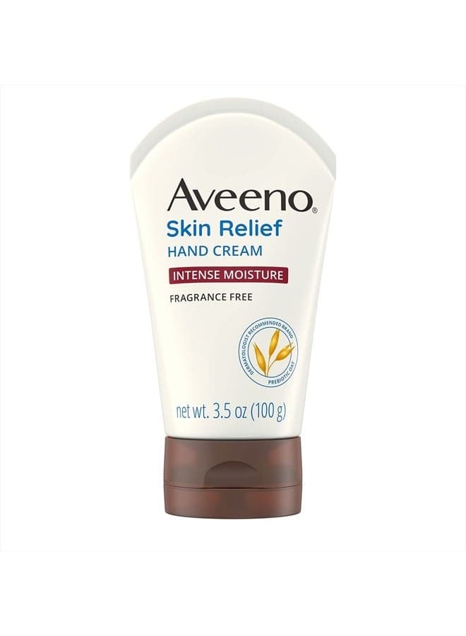 Skin Relief Intense Moisture Hand Cream with Soothing Prebiotic Oat for Dry Skin, Sensitive Skin Cream Softens & Smooths Hands & Lasts Through Hand Washing, Fragrance-Free, 3.5 oz