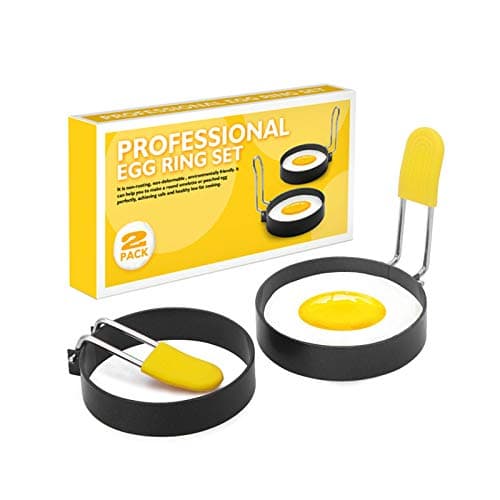 Trifecta 2-Piece Nonstick Fried Egg Omelette Molds, Pancake Cake Baking Fixed Molds Egg Rings with Anti-Scalding Handles