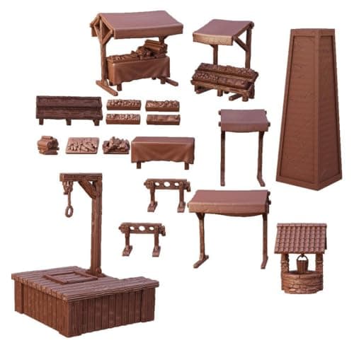mantic MGTC130 TerrainCrate: Village Square (Retail Exclusive), Multi
