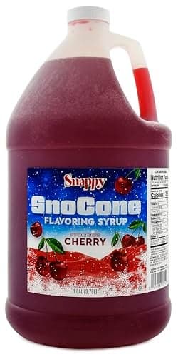 Snappy Cherry Sno Cone Syrup 1 Gallon 128 oz Ready to Use for Snow Cone Machines and Shaved Ice