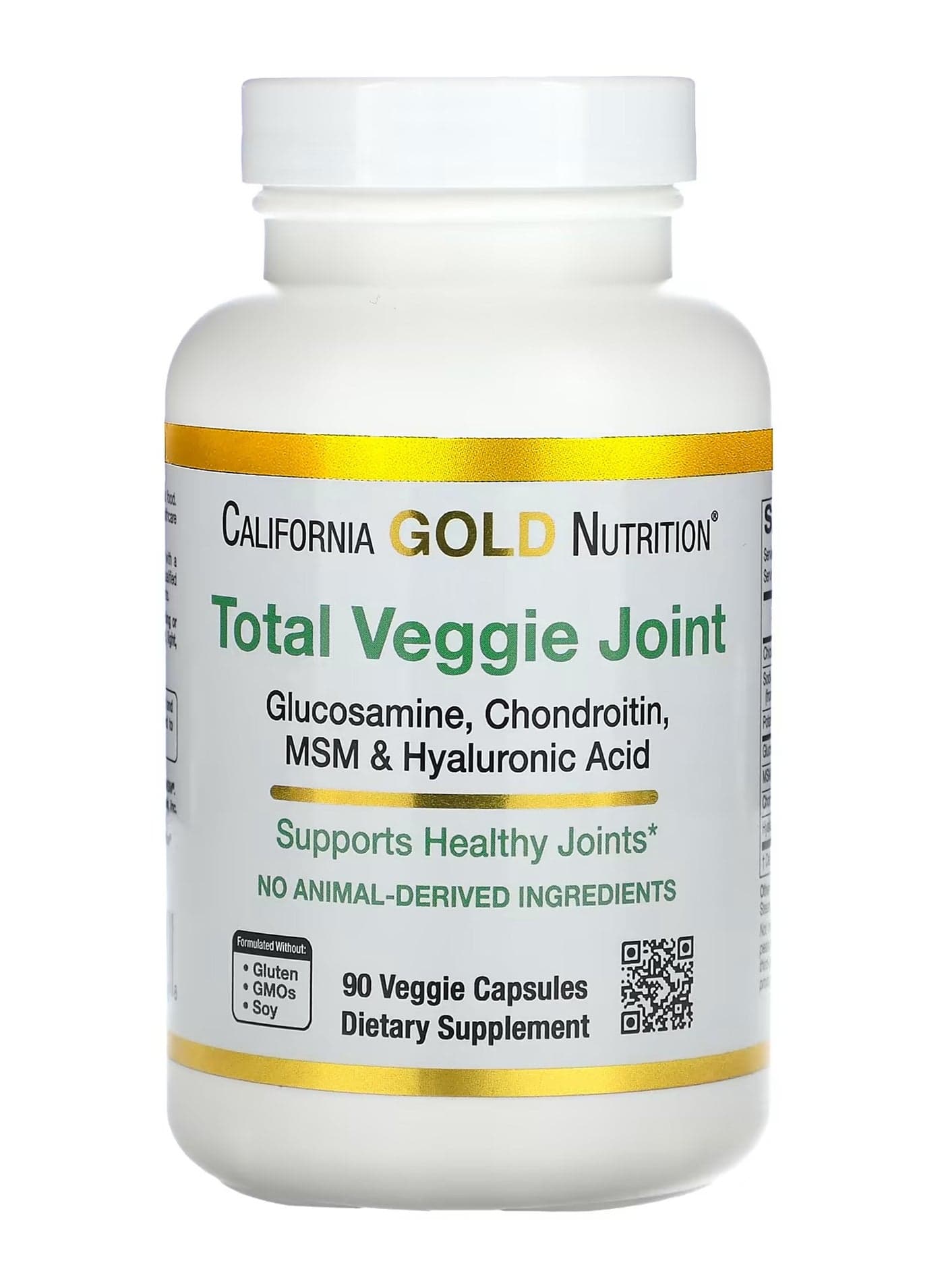 Total Veggie Joint Support Formula, With Glucosamine, Chondroitin, MSM, and Hyaluronic Acid, 90 Veggie Capsules