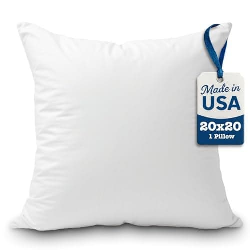 Foamily Throw Pillows Insert 20 x 20 Inches Hypoallergenic, Made in USA - Decorative Couch, Bed Filler