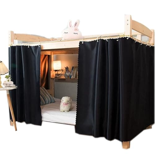 Qubanda Dorm Home Solid Thicken Bunk Blackout Bed Curtains Cloth Bed Canopy Students Single Sleeper1 Panel Black