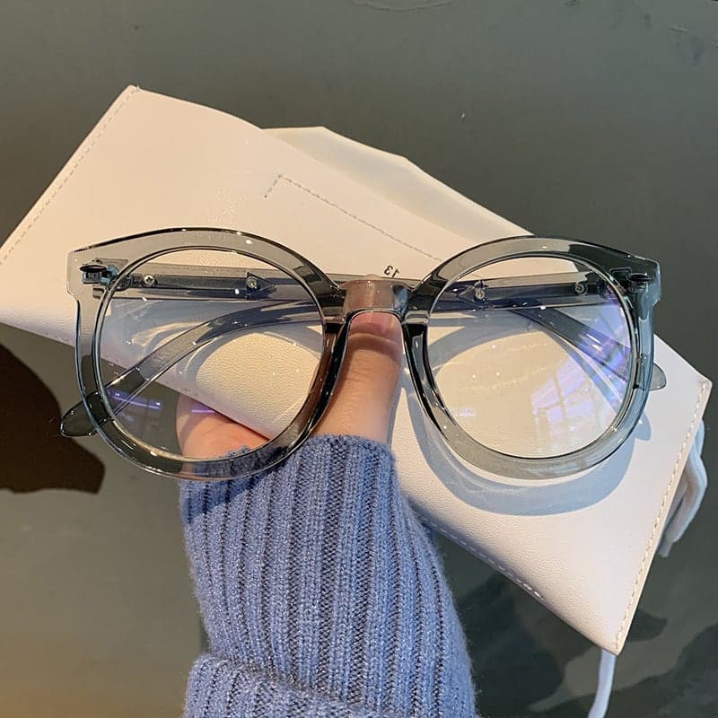 Internet Popular Korean Style Black Thick Frame Vintage Artistic Plain Plain Glasses Frame Women'S Big Round Face Slim Glasses Frame Men'S