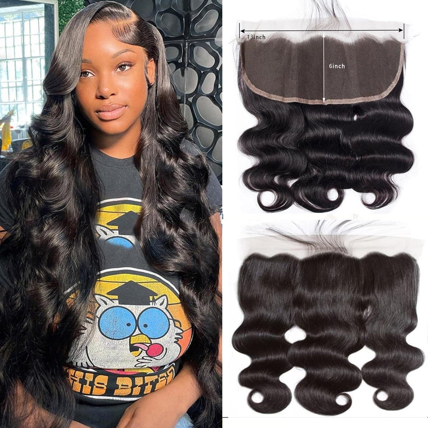 14 Inch 13x6 Lace Frontal Body Wave HD Transparent Frontal Ear to Ear 13x6 Lace Frontal Closure With Baby Hair Free Part 100 Virgin Human Hair Closure Natural Hairline 150 Density