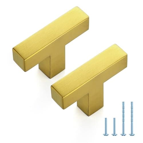 JOY DECOR 30 Pack Cabinet Handles Gold Cabinet Pulls Single Hole Kitchen Handles Square Drawer Pulls Stainless Steel Drawer Hardware Handles 2 Inch Total Length