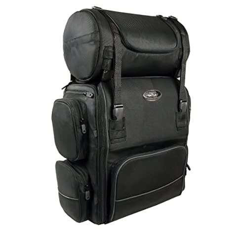 Milwaukee Leather SH680 Large Black Textile Motorcycle Sissy Bar Travel Bag - One Size