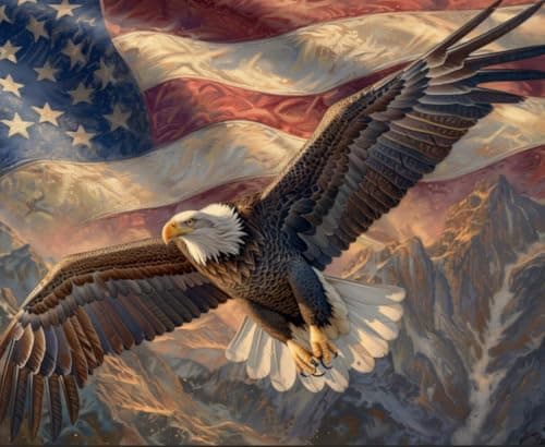 5D DIY Independence Day Diamond Art Kits for Adults US Flag Eagle Diamond Painting Kit for Beginners Full Drill US 4th of July Crystal art Paintings Wall Decor Painting Dots Kits 157 X 118 Inch