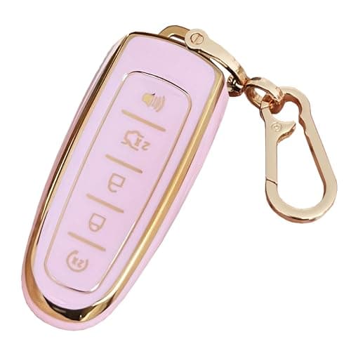 QIXIUBIA for Ford Key Fob Cover Keyless Remote Smart Key Fob Shell with Keychain Fit for Ford C-Max Edge Escape Expedition Explorer Flex Focus Taurus Lincoln MKS MKT MKX Navigator (Pink)