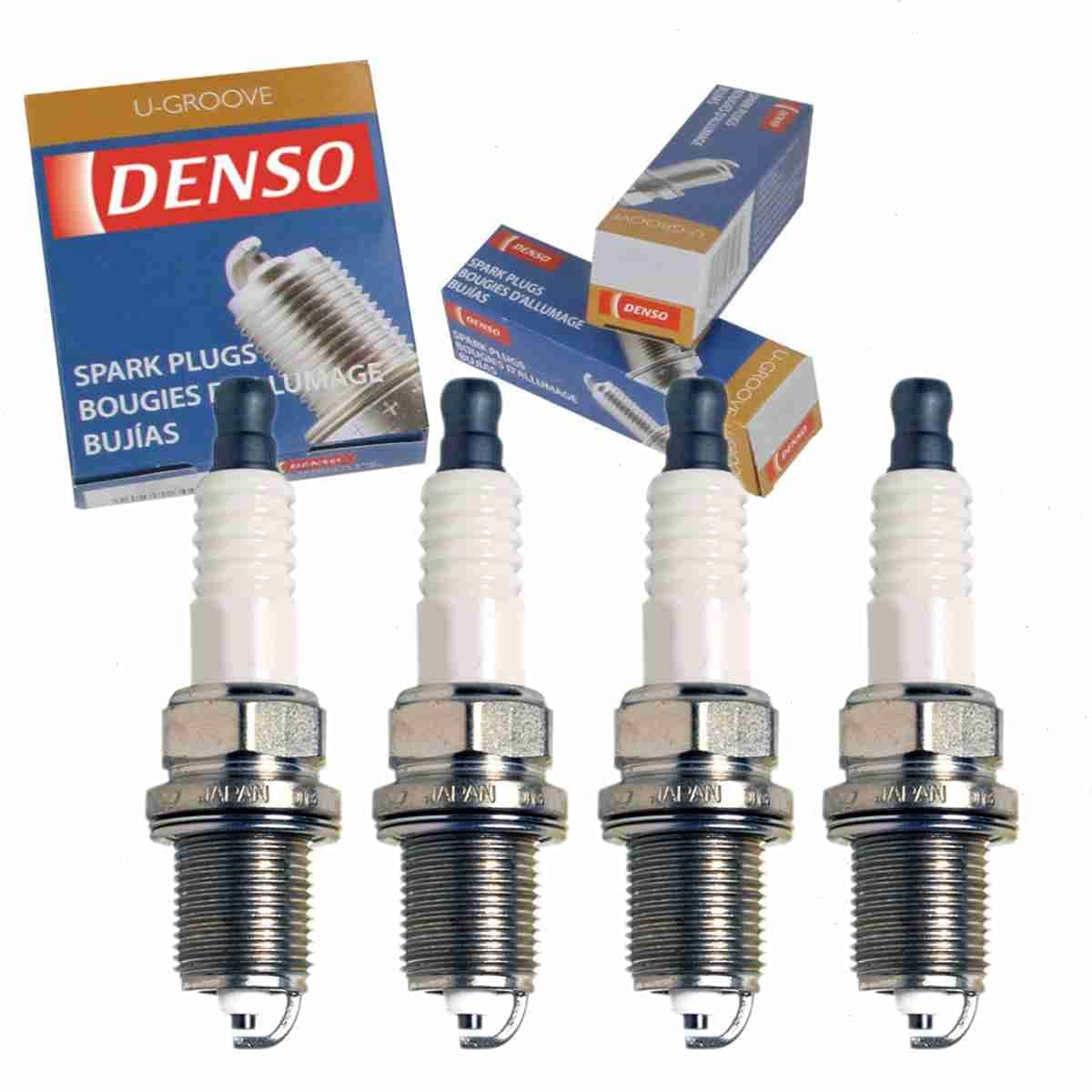4 pc DENSO Standard UGroove Spark Plugs compatible with Toyota Corolla 16L 18L L4 19931997