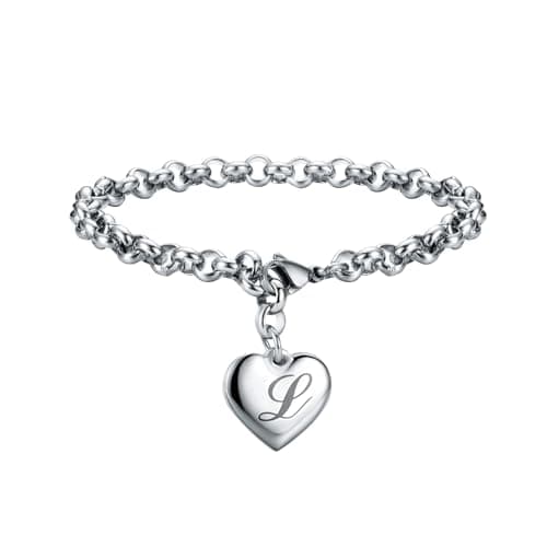 SANNYRA Charms Bracelets for Women, Heart Charm Initial Bracelet Trendy, L Letters Stainless Steel Bracelet Jewelry Confirmation Gifts for Christmas Birthday