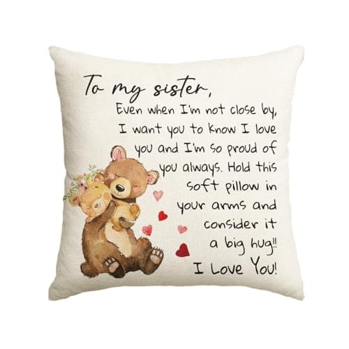 AVOIN colorlife to My Sister Throw Pillow Cover, 18 x 18 Inch Christmas Sister's Gift Lady Girls Birthday Cushion Case from Sister Brother