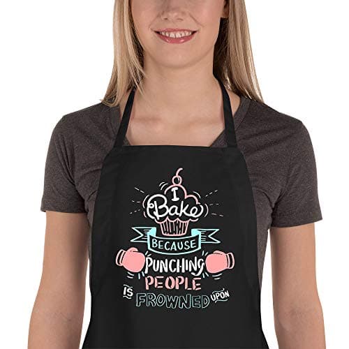 Saukore Funny Baking Aprons for Women Men, Cute Baking Gifts for Bakers, Kitchen Cooking Aprons with 2 Pockets - Birthday Housewarming Gifts for Wife Mom Sister Daughter Grandma