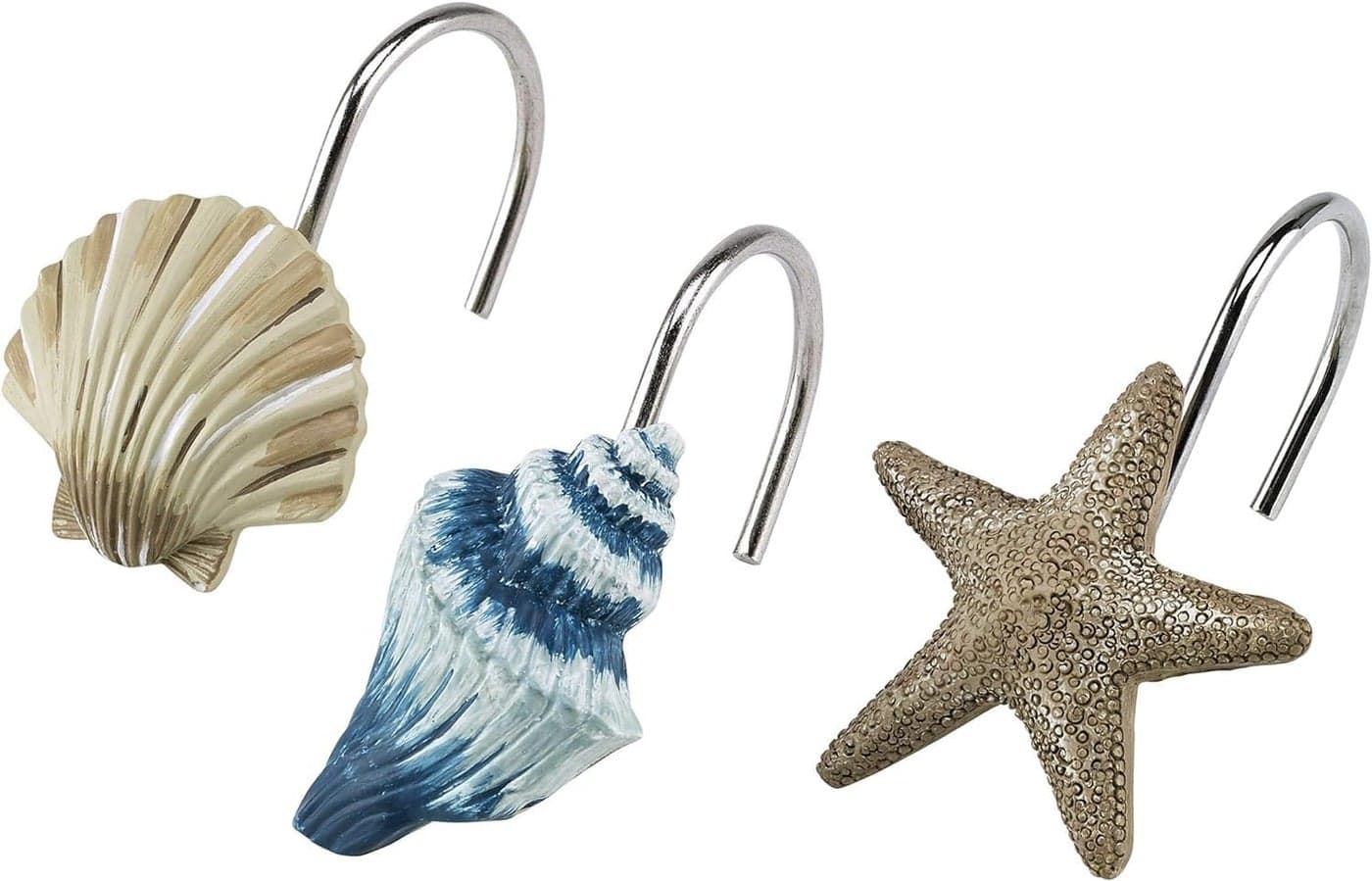 Avanti Linens - Shower Curtain Hooks, Oceanscape Inspired Bathroom Decor, Set of 12 (Blue Lagoon Collection)