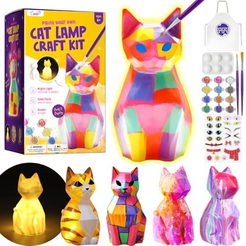Paint Your Own Cat Lamp Kit Arts and Crafts for Kids Ages 812 Art Supplies Painting kit for Kids 612 Cat Night Light Toys Girls Boy Birthday Easter Gifts for Kids Ages 3 4 5 6 7 8 9 10 11 12