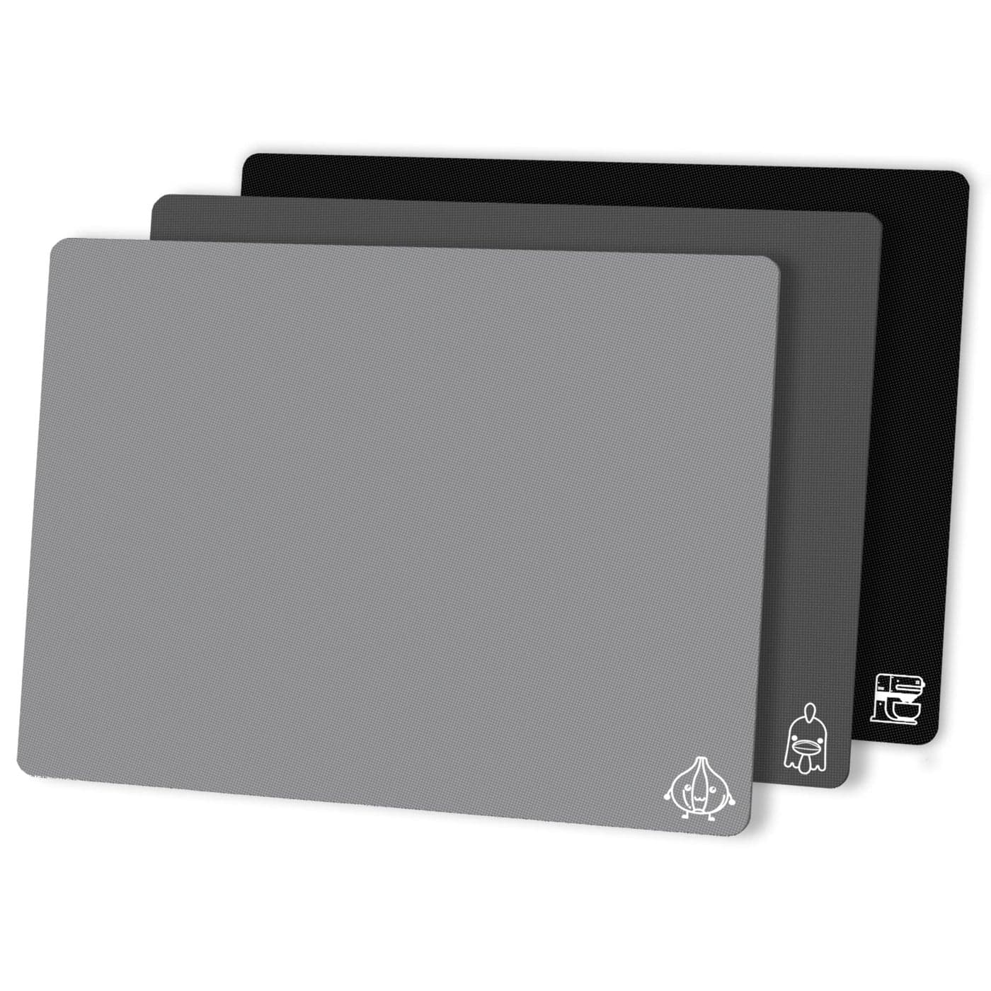 ZVP Flexible Plastic Cutting Boards for Kitchen Set of 3 Color Coded Cutting Mats NonSlip Cutting Boards for Meat Dishwasher Safe Gray