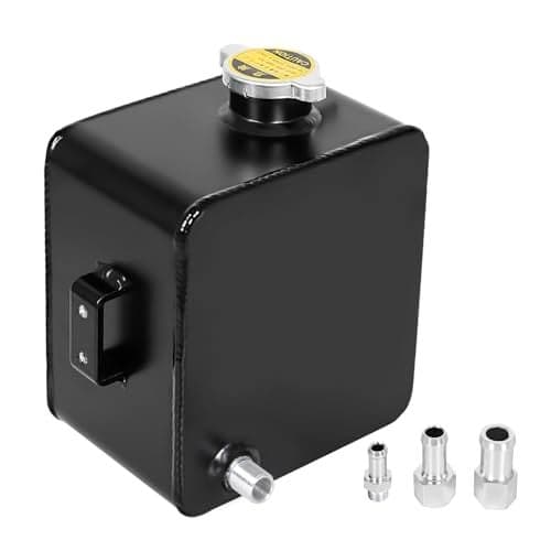 BLACKHORSERACING 25L Universal Aluminum Coolant Radiator Overflow Expansion Tank Reservoir Recovery Water Tank Metal Bottle for Car Truck Boat Black