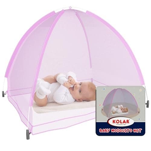 Kolar Polyester Infants Washable Baby Mosquito Net|Anti-Bug Crib Net Foldable Bottomless Baby Crib Machardani Mosquito Net (Pink, Tent)
