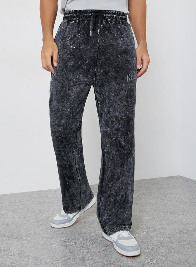 Acid Wash Black Terry Oversized Joggers