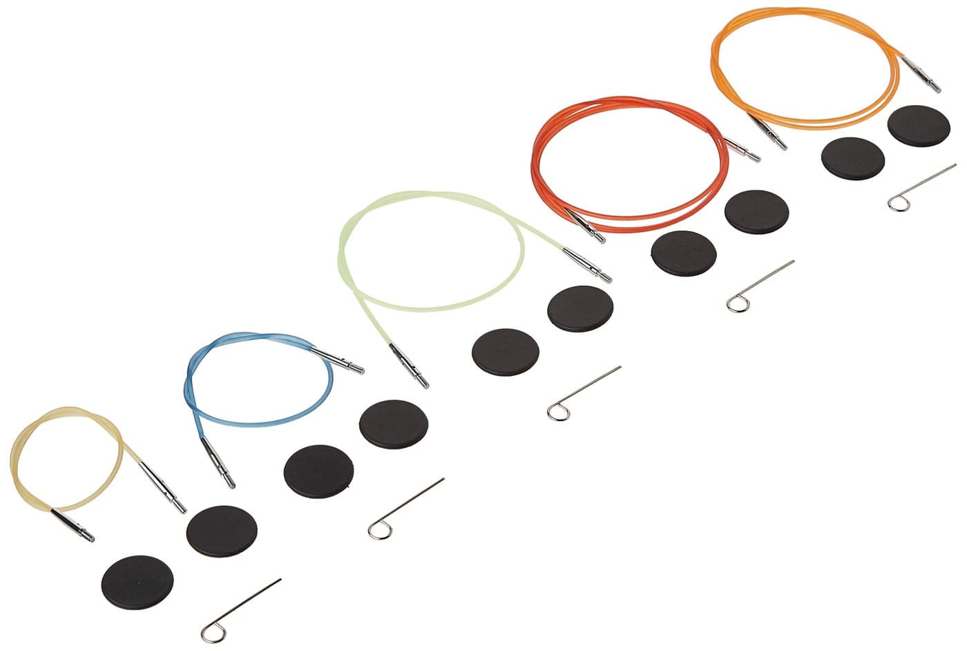 Knitters Pride Interchangeable Color Cord Variety Pack - All 5 Sizes, 16, 20, 24, 32, 40
