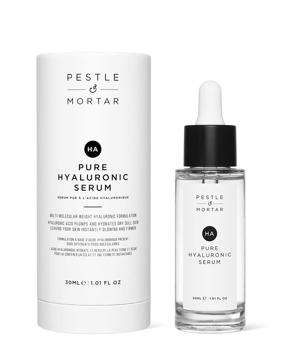 Pestle & Mortar 2% Pure Hyaluronic Acid Serum for Face, with Vitamin B5, Anti-Ageing, Hydrating Facial Moisturizer – Deep Hydration and Fragrance Free 30ml/1 oz