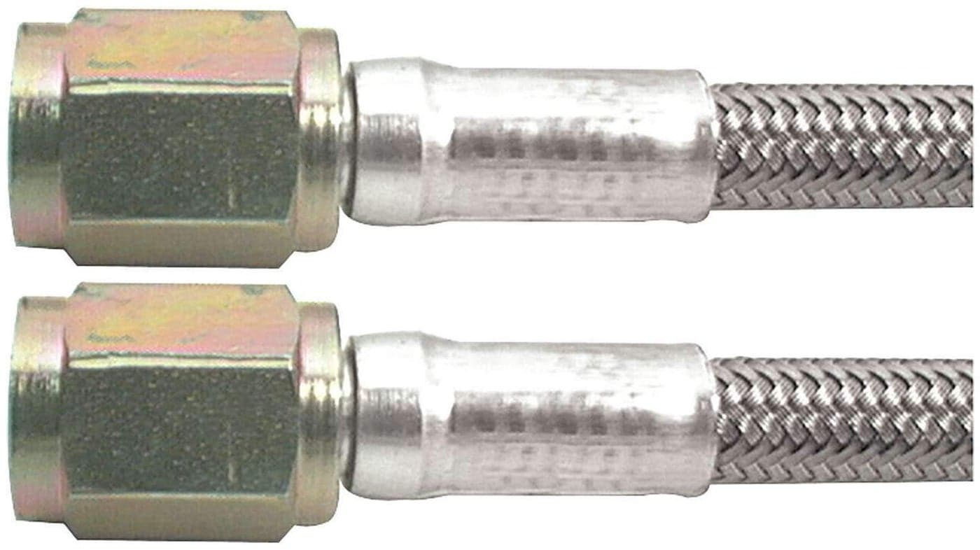 Allstar Performance AN Hose Assembly, 12 in Long, 3 AN Hose, 3 AN Straight Female to 3 AN Straight Female, Braided Stainless, PTFE Lined, Each