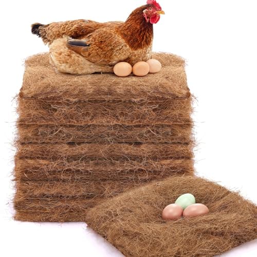 Yerliker 12 Pack Chicken Nest Box Pads Laying Hen Nesting Box Liners Nesting Pads Natural Coconut Fiber for Chicken Coop Bedding Fit Most Nest Boxes